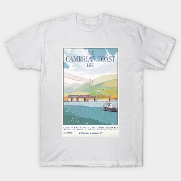 The Cambrian Coast Line - Vintage Railway Travel Poster - 1960s T-Shirt by BASlade93